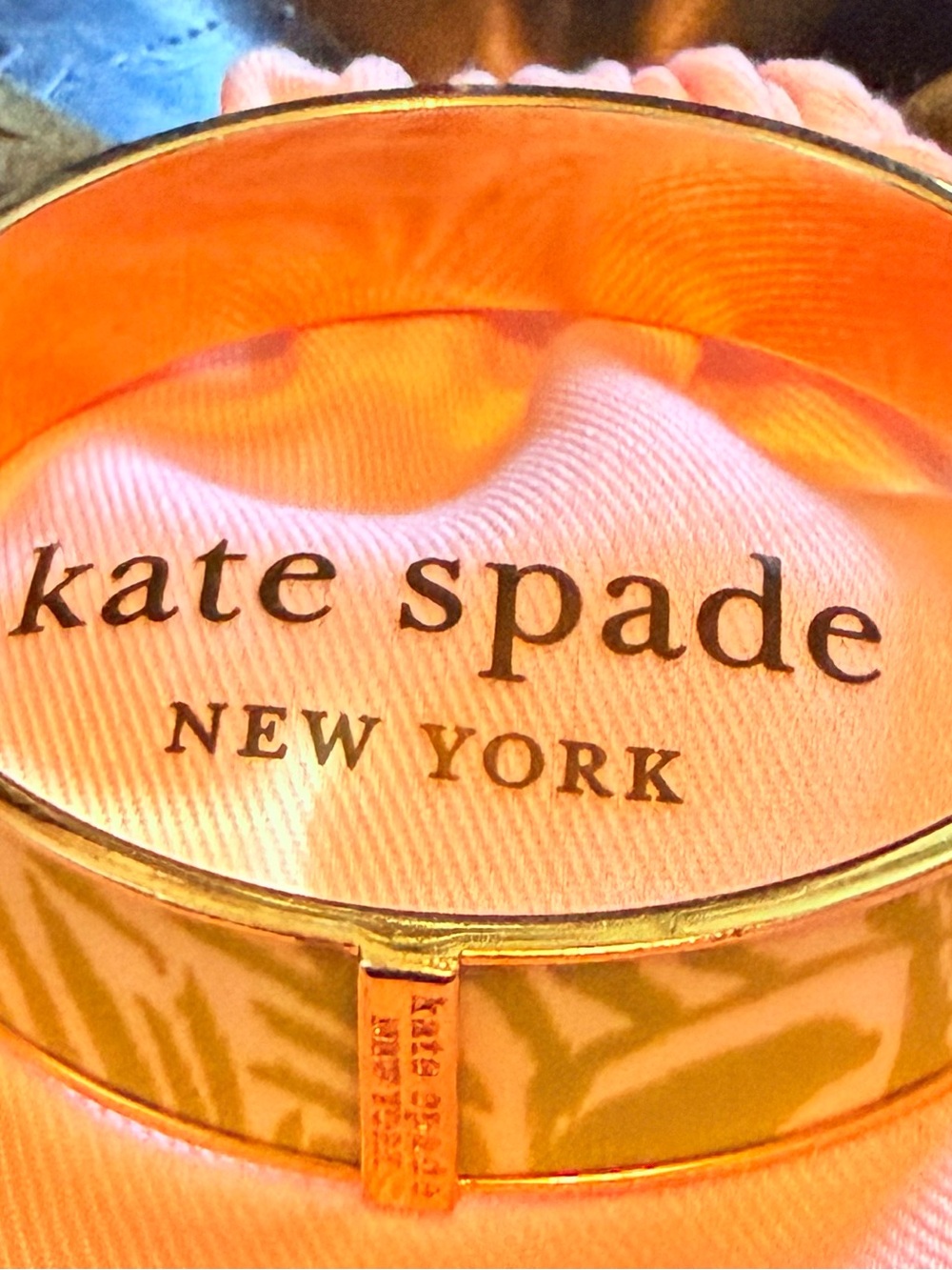 kate spade Tiki Bamboo Safari Zebra Gold & Green Enamel Bangle Bracelet 👑